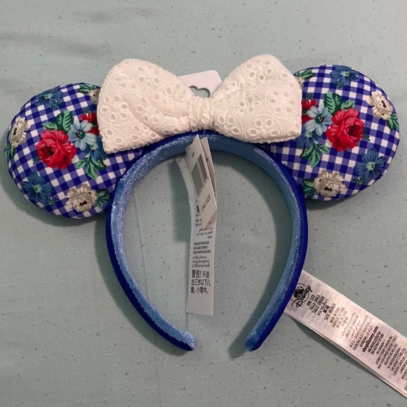 Disney Blue and White Floral Minnie Ears NWT - Picture 1 of 2